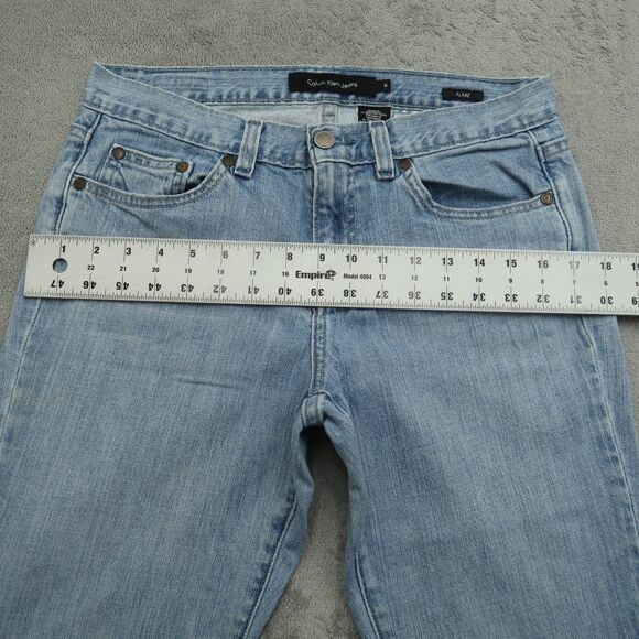 Calvin Klein Jeans Women's Size 8 Blue Mid-Rise Flare Denim 31.5" Inseam Stretch - Picture 11 of 16